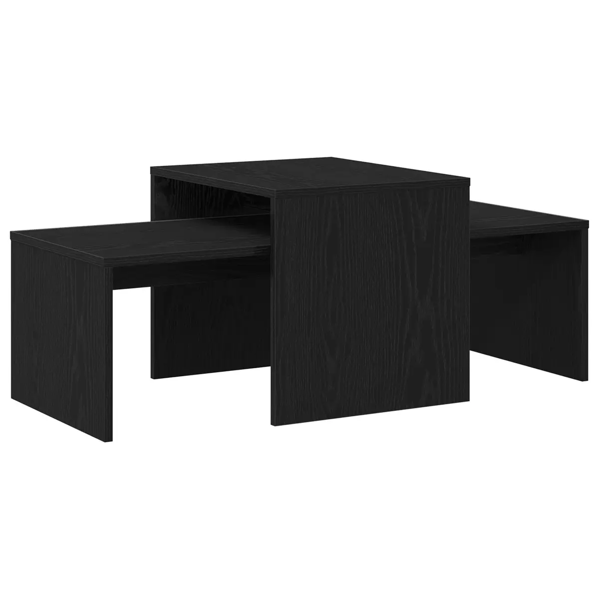 Black Oak Modern Nesting Tables Set for Living Room