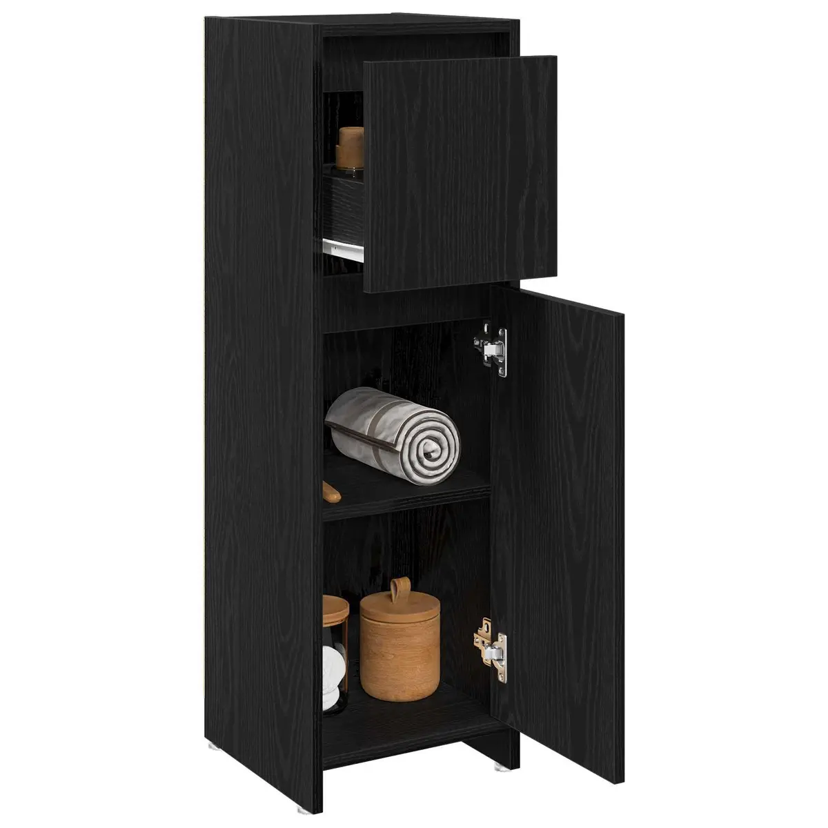 Black Oak Bathroom Vanity Cabinet with Storage