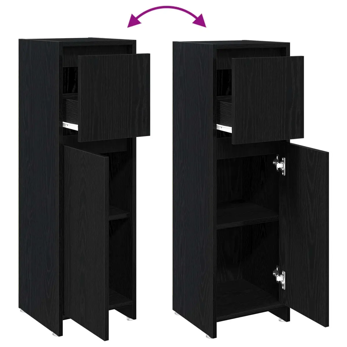Black Oak Bathroom Vanity Cabinet with Storage