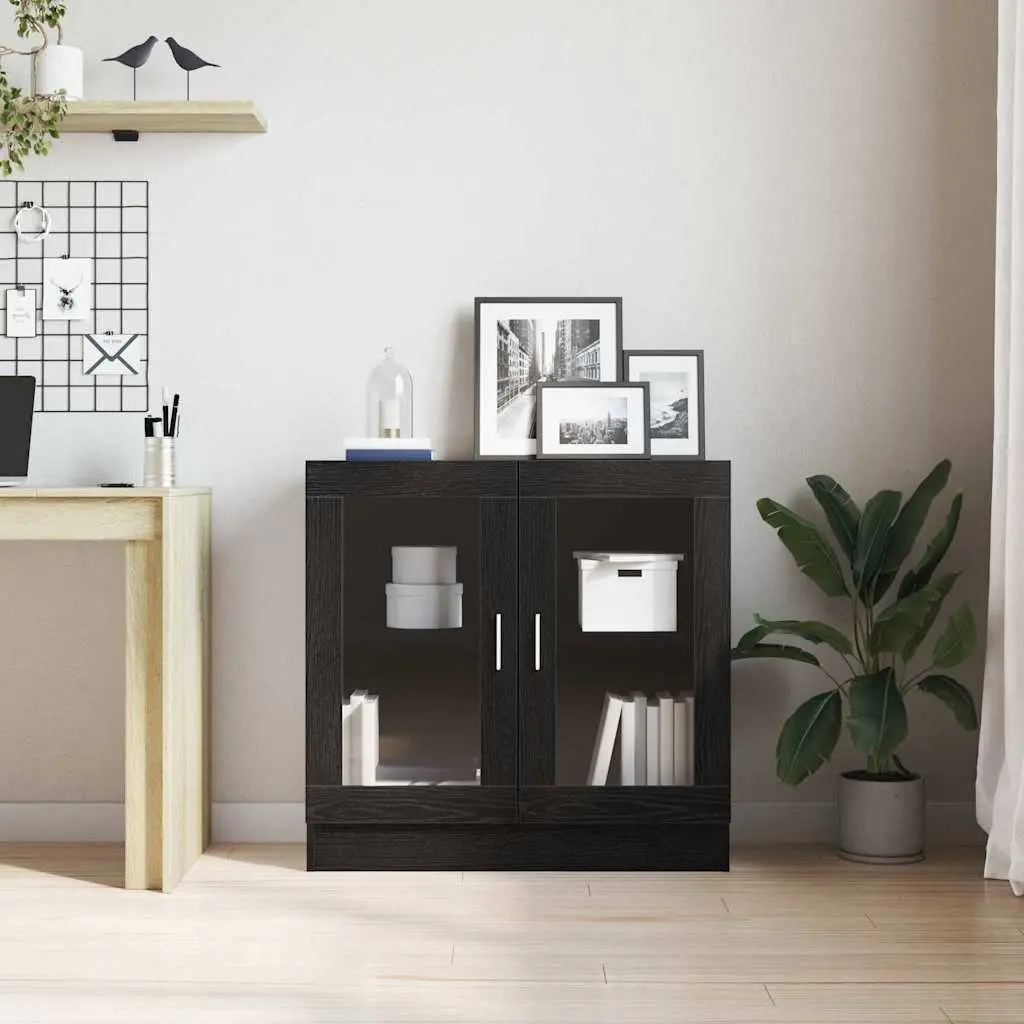 Book Cabinet Engineered Wood Black Oak 82.5 x 30.5 x 80 cm Modern Storage Shelving Unit
