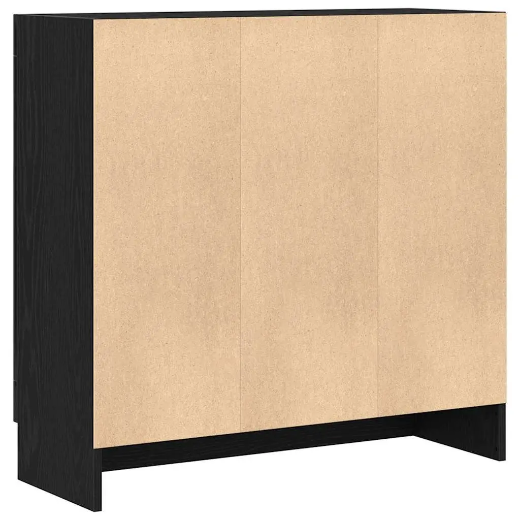 Book Cabinet Engineered Wood Black Oak 82.5 x 30.5 x 80 cm Modern Storage Shelving Unit