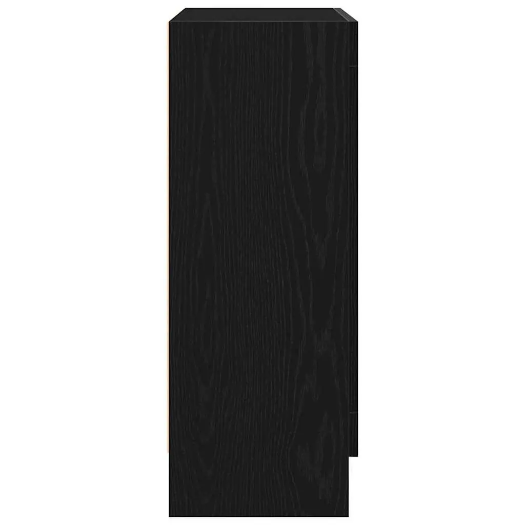 Book Cabinet Engineered Wood Black Oak 82.5 x 30.5 x 80 cm Modern Storage Shelving Unit