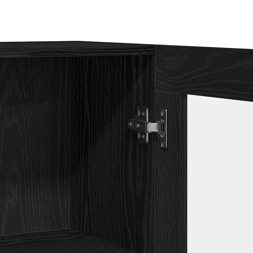 Book Cabinet Engineered Wood Black Oak 82.5 x 30.5 x 80 cm Modern Storage Shelving Unit