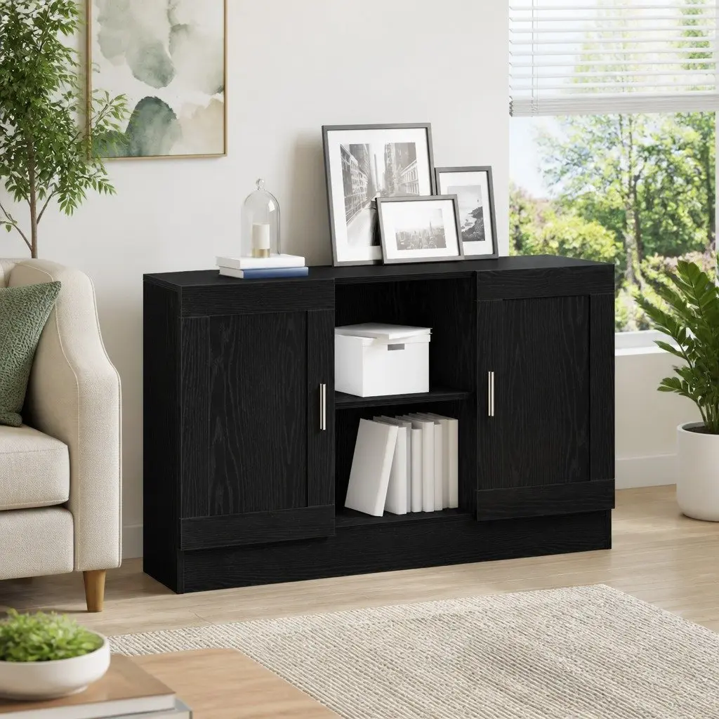Black Oak Storage Cabinet 120x30.5x70cm