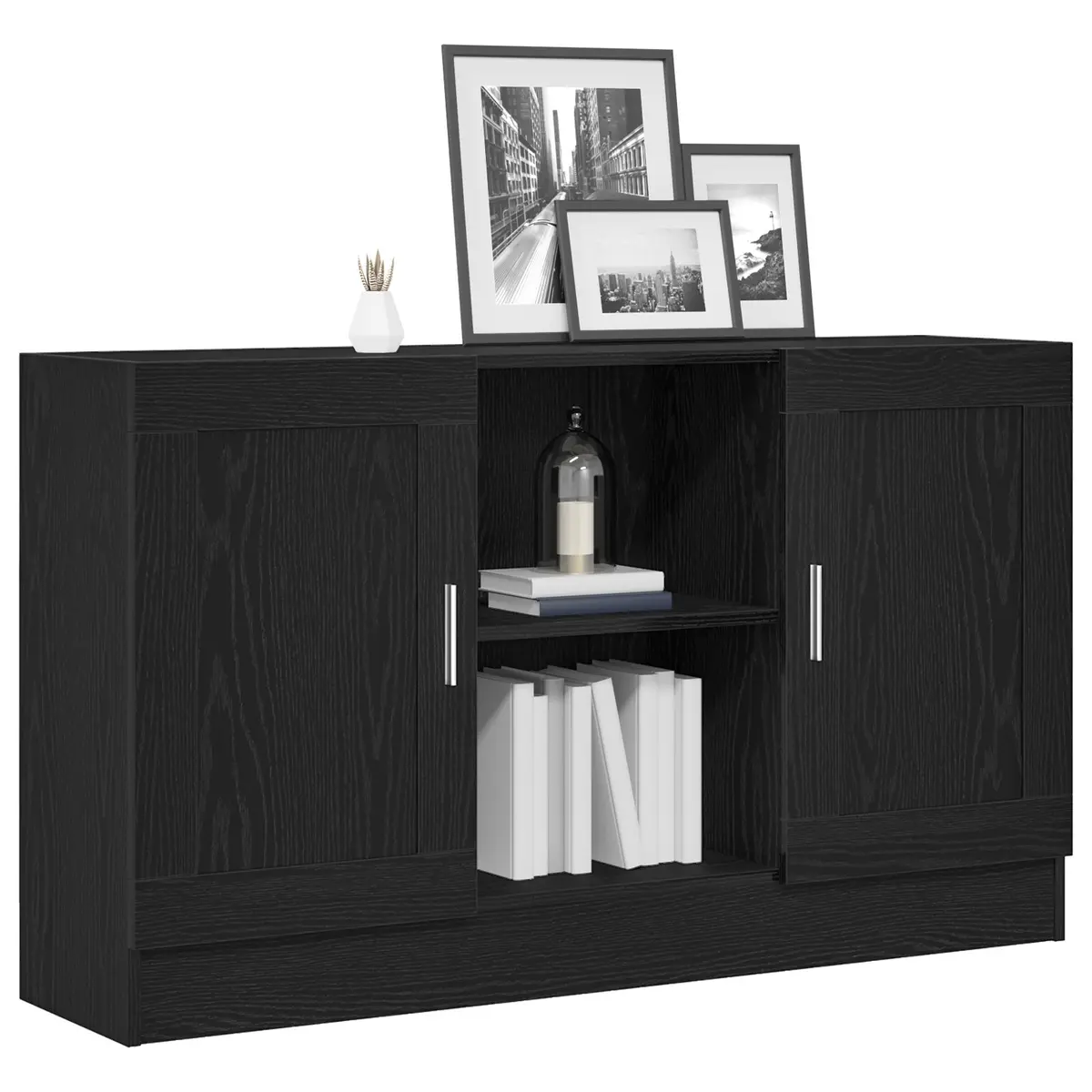 Black Oak Storage Cabinet 120x30.5x70cm