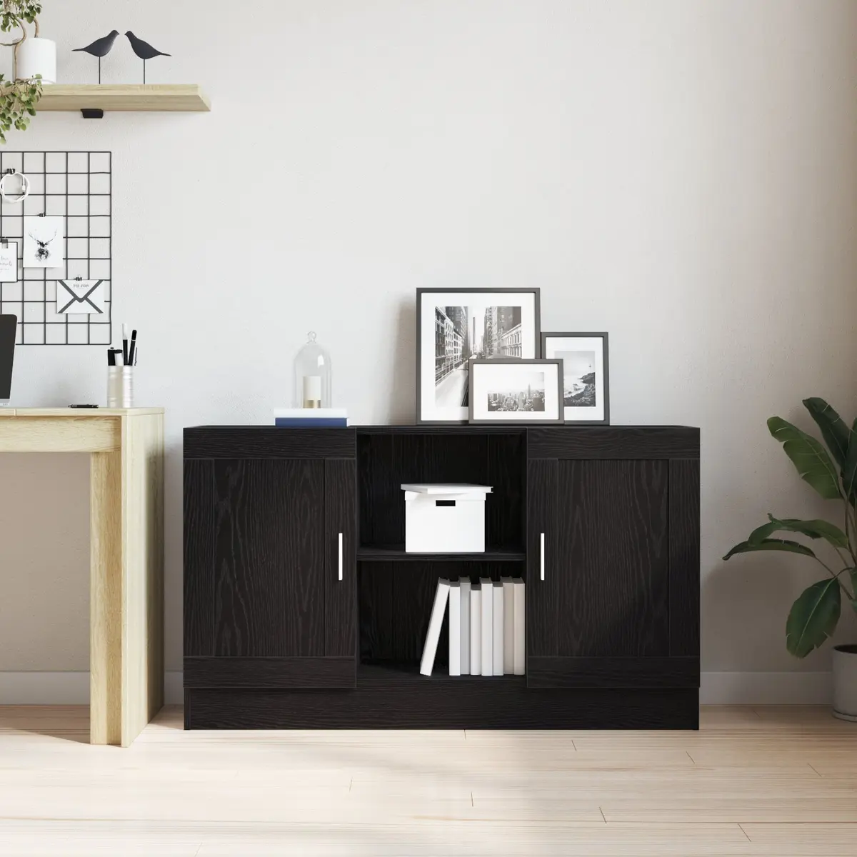 Black Oak Storage Cabinet 120x30.5x70cm