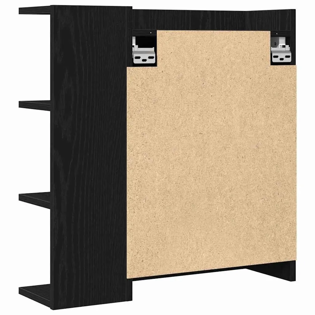 Black Oak Wall-Mounted Bathroom Mirror Cabinet