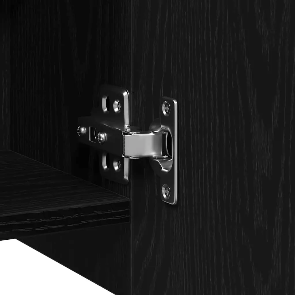 Black Oak Wall-Mounted Bathroom Mirror Cabinet