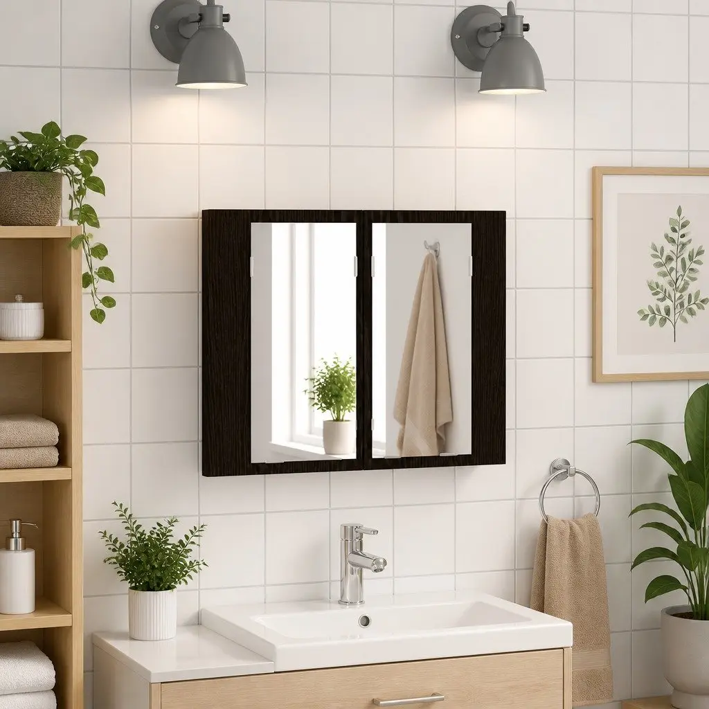 Wall-Mounted Bathroom Mirror Cabinet with LED Lighting