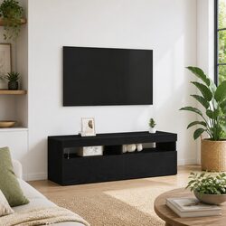 Black Oak LED TV Cabinet for Modern Living Rooms