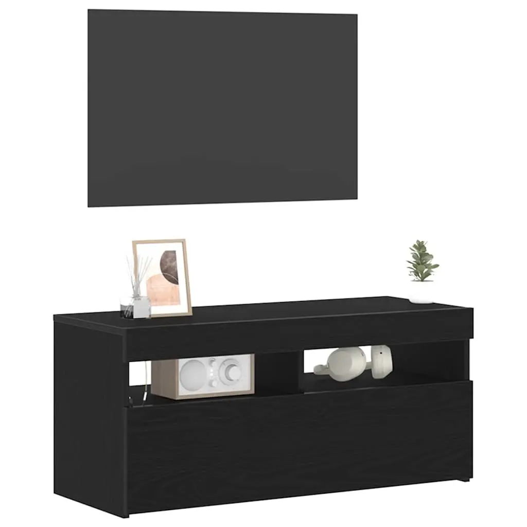 TV Cabinet Engineered Wood 90 x 35 x 40 cm Black Oak