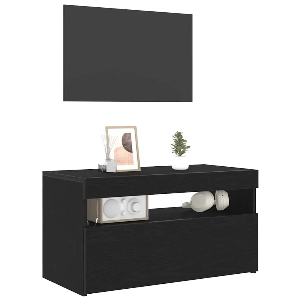 Black TV Cabinet 2 pcs for Multimedia Storage
