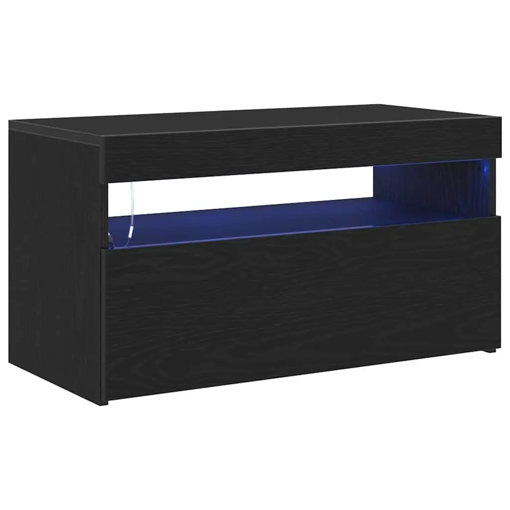 Black TV Cabinet 2 pcs for Multimedia Storage
