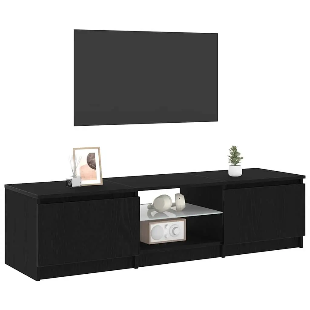 Black Oak TV Cabinet with Integrated LED Lights