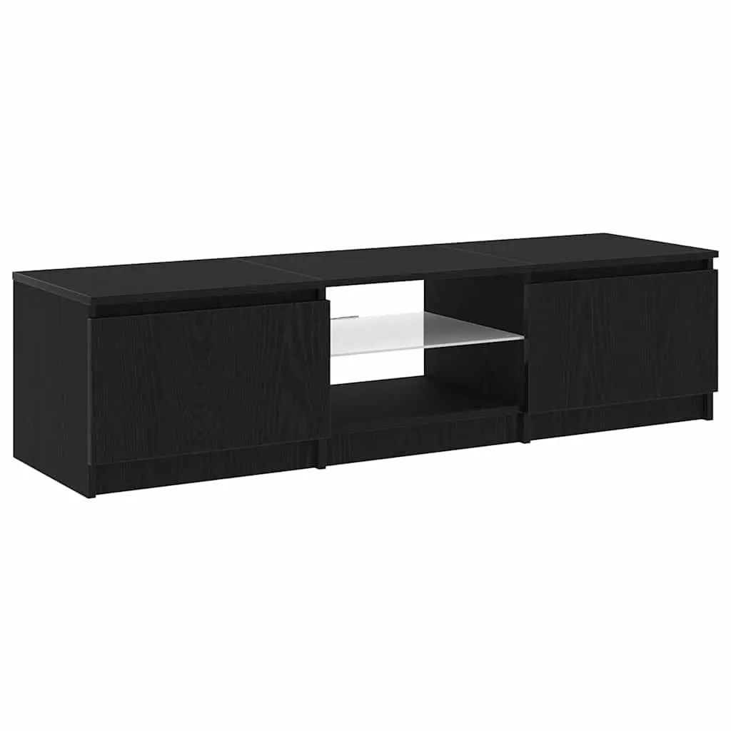 Black Oak TV Cabinet with Integrated LED Lights