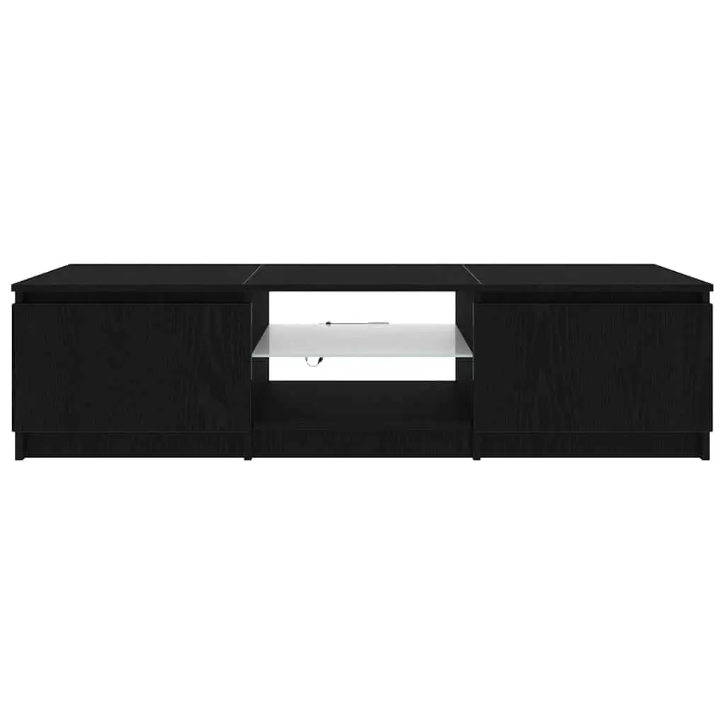 Black Oak TV Cabinet with Integrated LED Lights