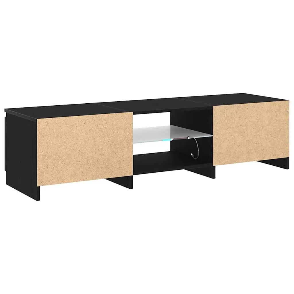Black Oak TV Cabinet with Integrated LED Lights