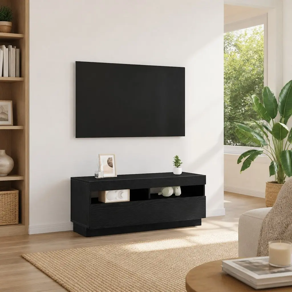 Black TV Cabinet with LED Strip Lighting