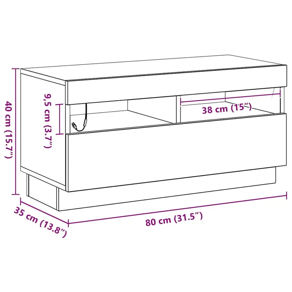 TV Cabinet Engineered Wood 80 x 35 x 40 cm Black