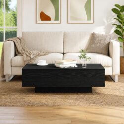 Modern Black Engineered Wood Coffee Table with Clean Lines