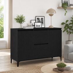 Black Engineered Wood Sideboard Storage Cabinet Dining Room Buffet 104cm