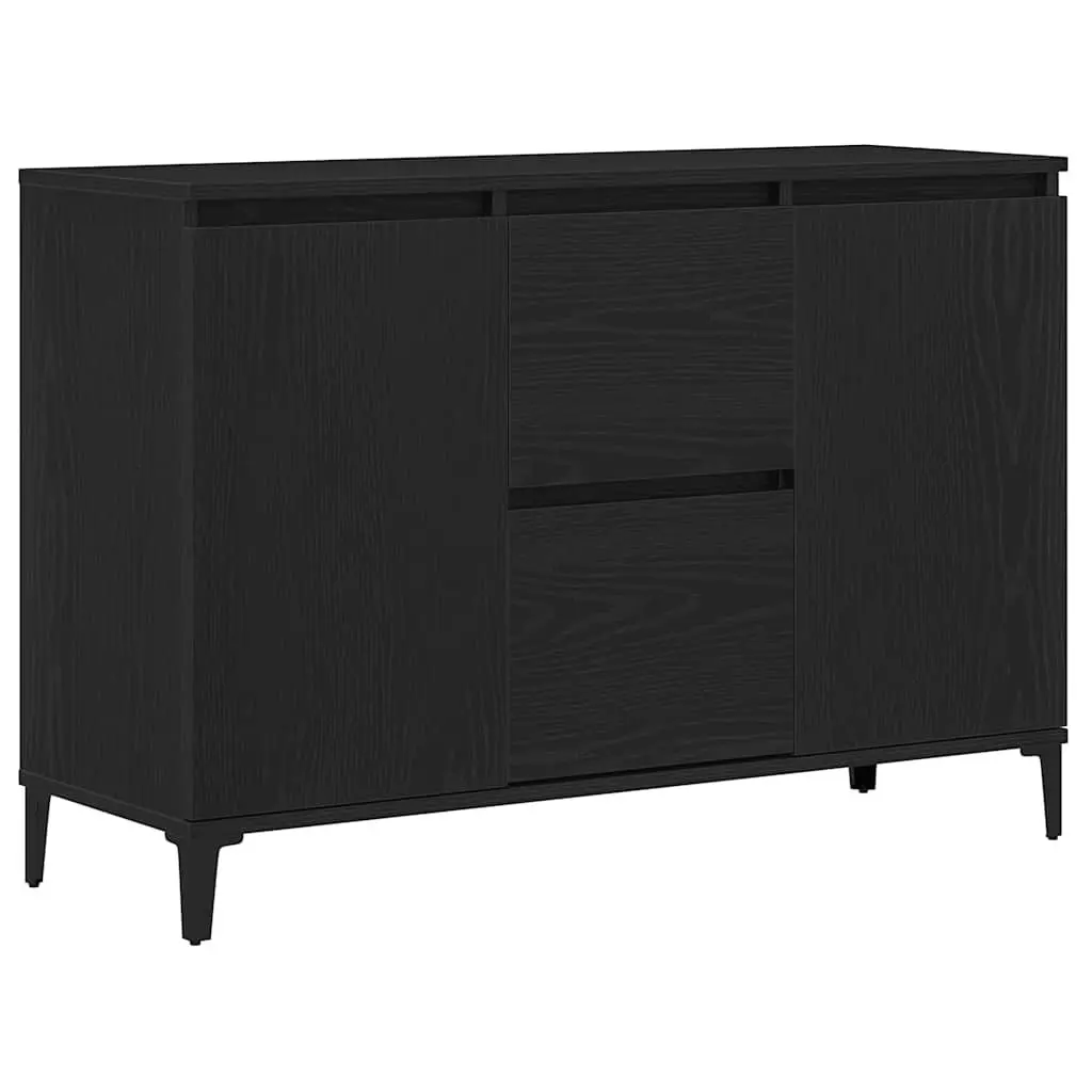 Black Engineered Wood Sideboard Storage Cabinet 104cm