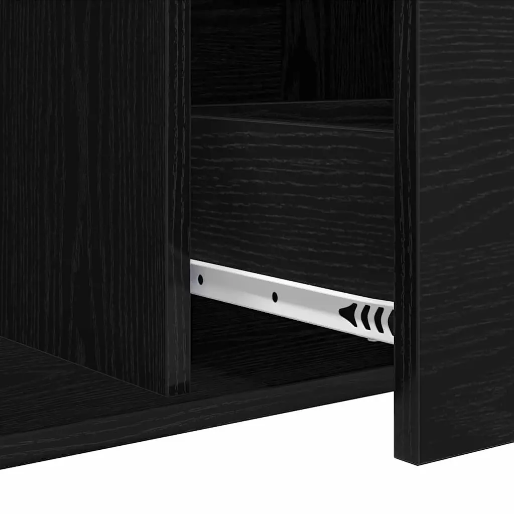 Black Engineered Wood Sideboard Storage Cabinet 104cm