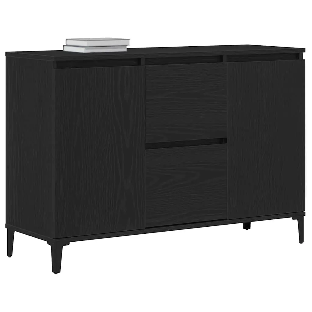 Black Engineered Wood Sideboard Storage Cabinet 104cm