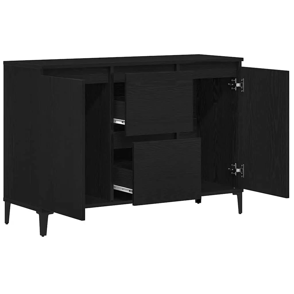 Black Engineered Wood Sideboard Storage Cabinet 104cm