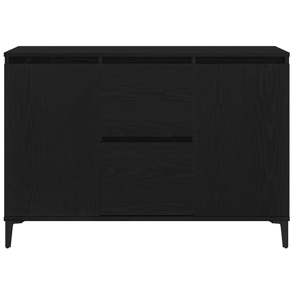 Black Engineered Wood Sideboard Storage Cabinet 104cm