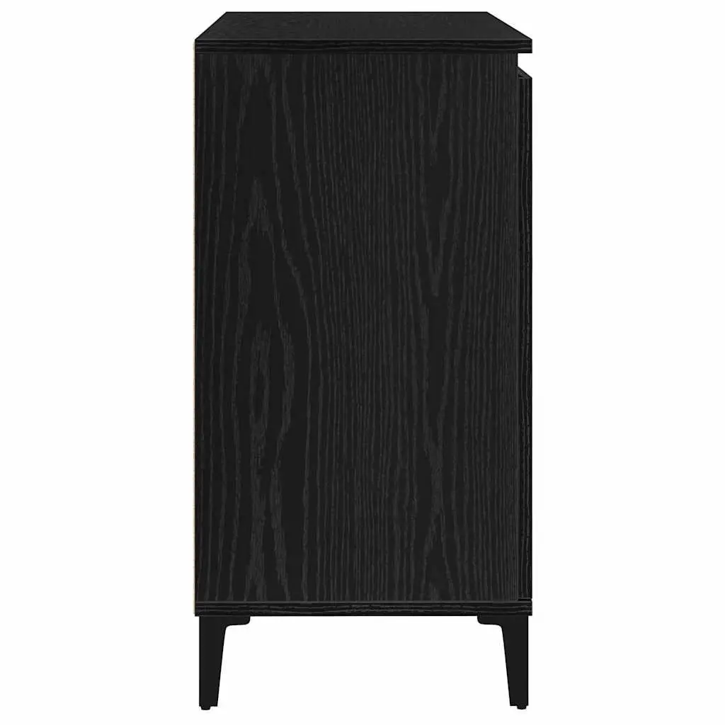 Black Engineered Wood Sideboard Storage Cabinet 104cm