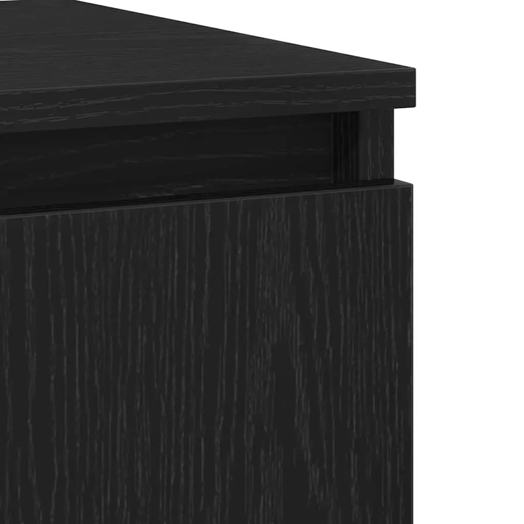 Black Engineered Wood Sideboard Storage Cabinet 104cm
