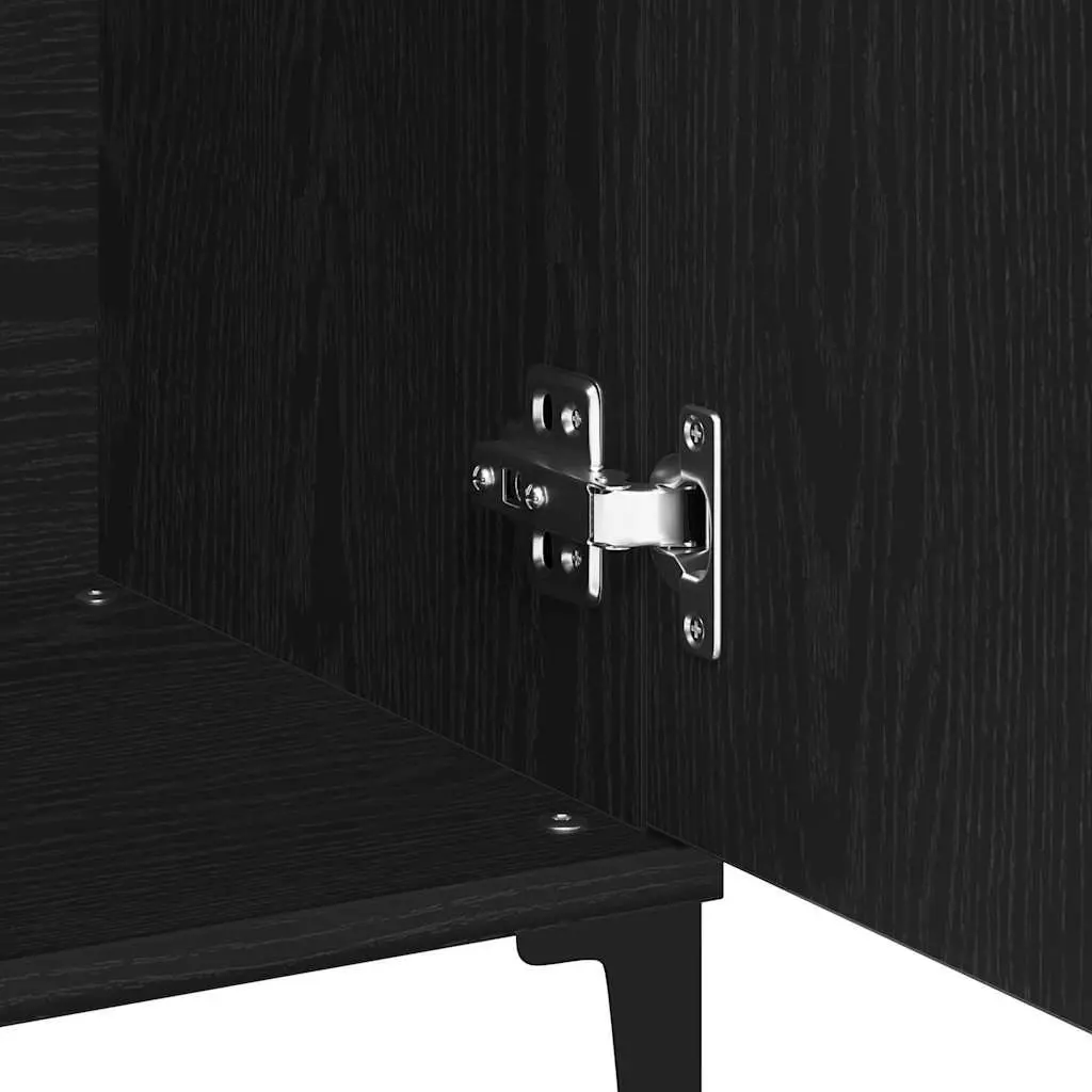 Black Engineered Wood Sideboard Storage Cabinet 104cm