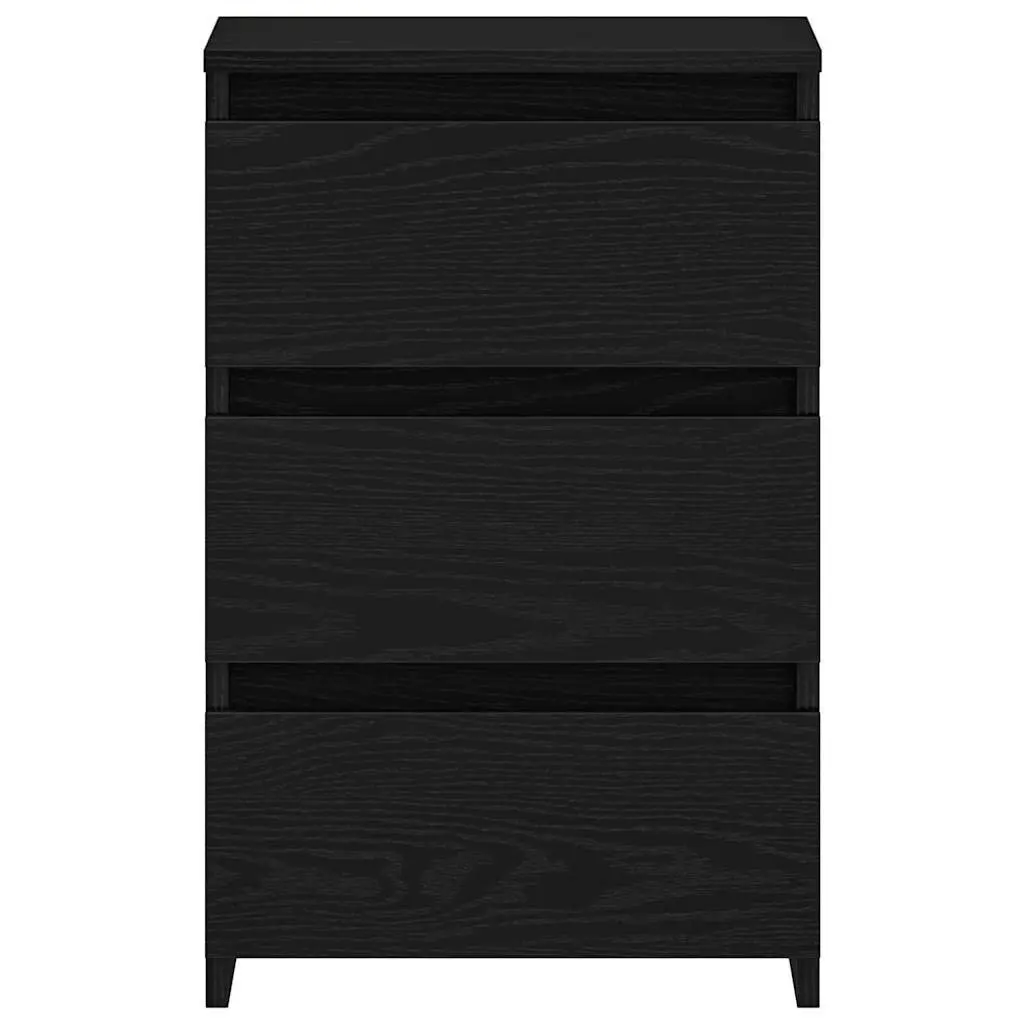 Black Oak Engineered Wood Nightstand with Storage