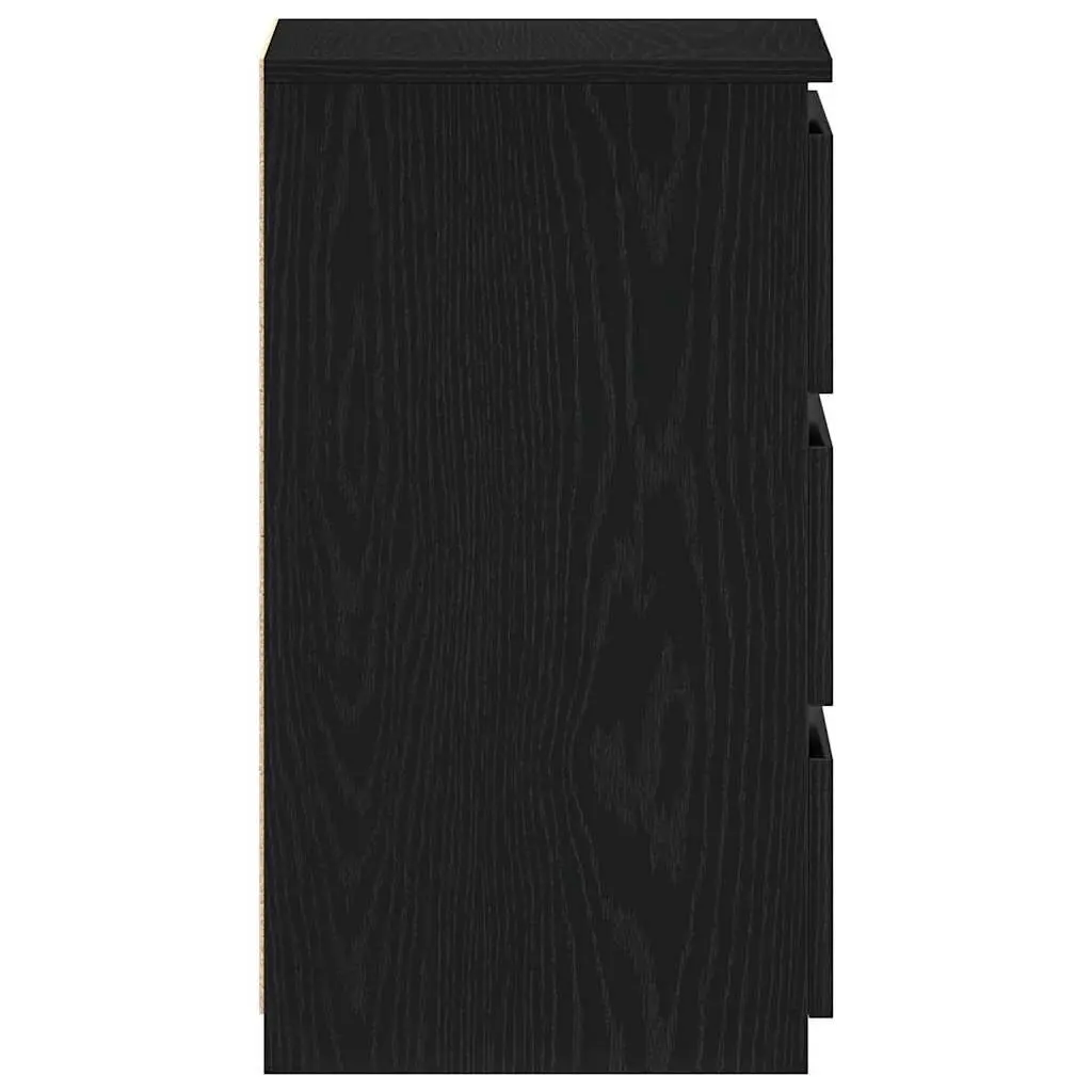 Black Oak Engineered Wood Nightstand with Storage