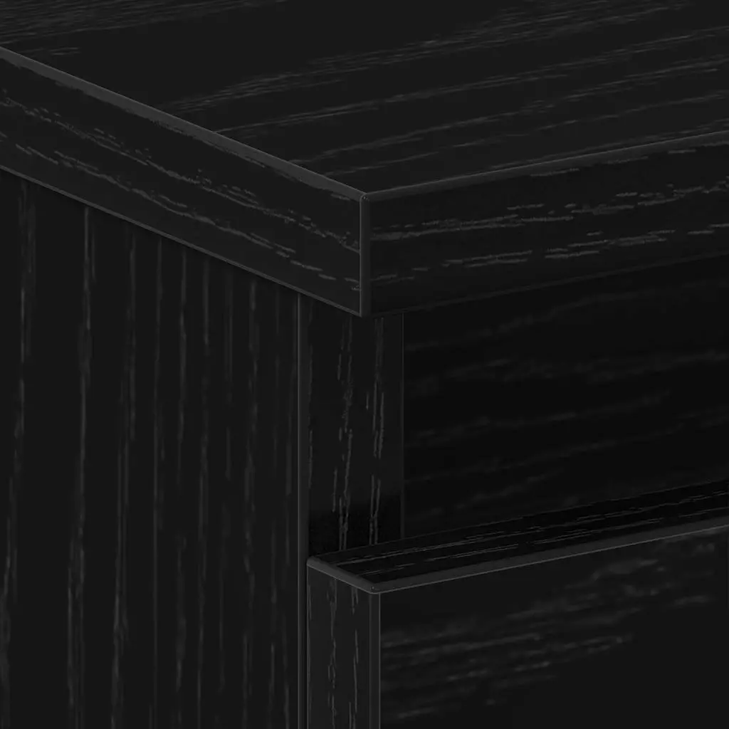 Black Oak Engineered Wood Nightstand with Storage