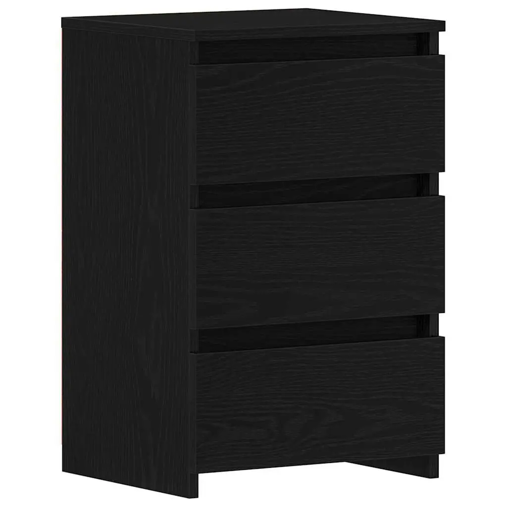 Bedside Cabinet with Drawer 2 pcs Black Oak Rustic Bedroom Storage Nightstand