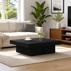 Contemporary Black Oak Coffee Table 90x90x28cm