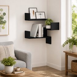 Modern Black Oak Wall Shelf for Stylish Storage