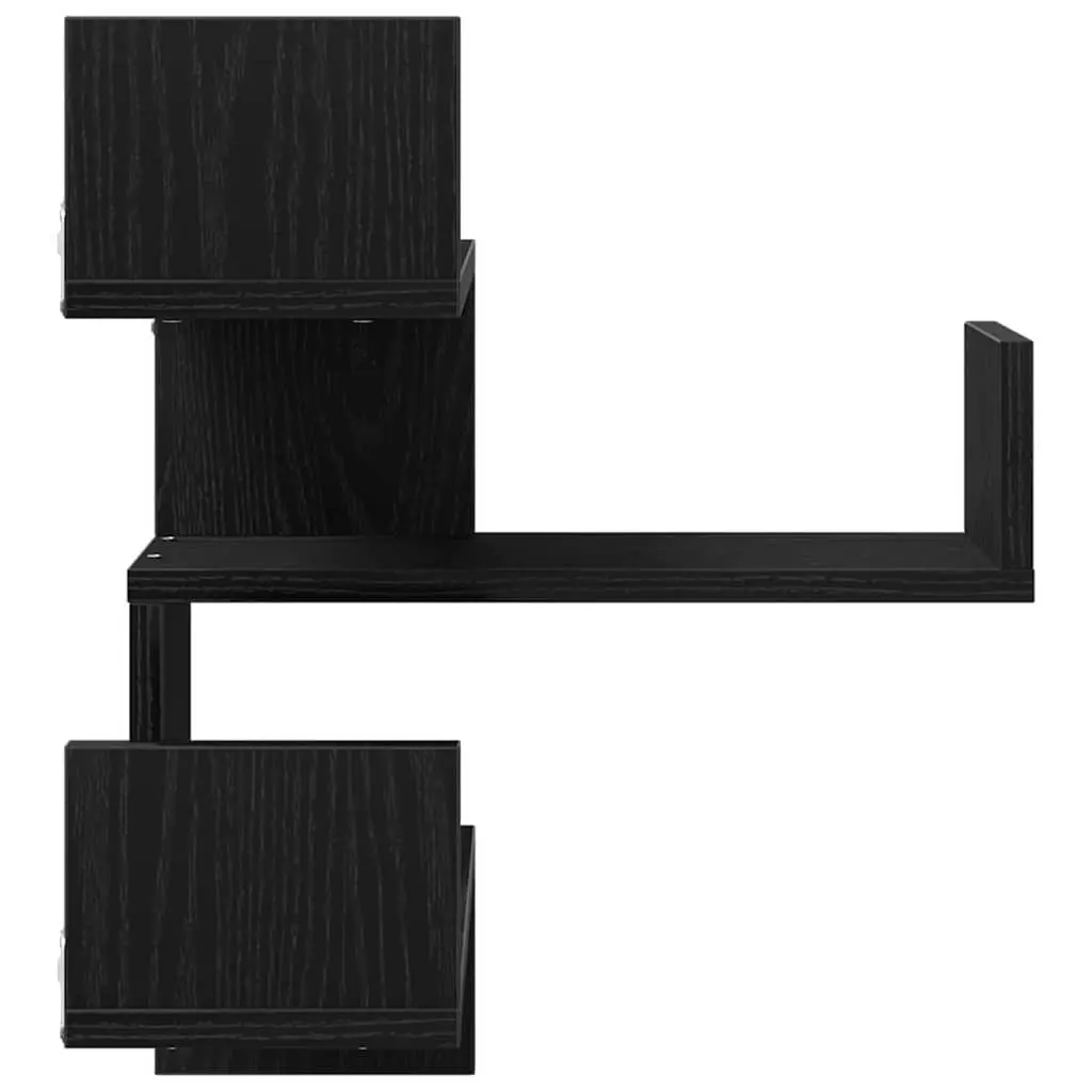 Wall Shelf Black Oak 40 x 40 x 49.5 cm Modern Storage Display Mounted