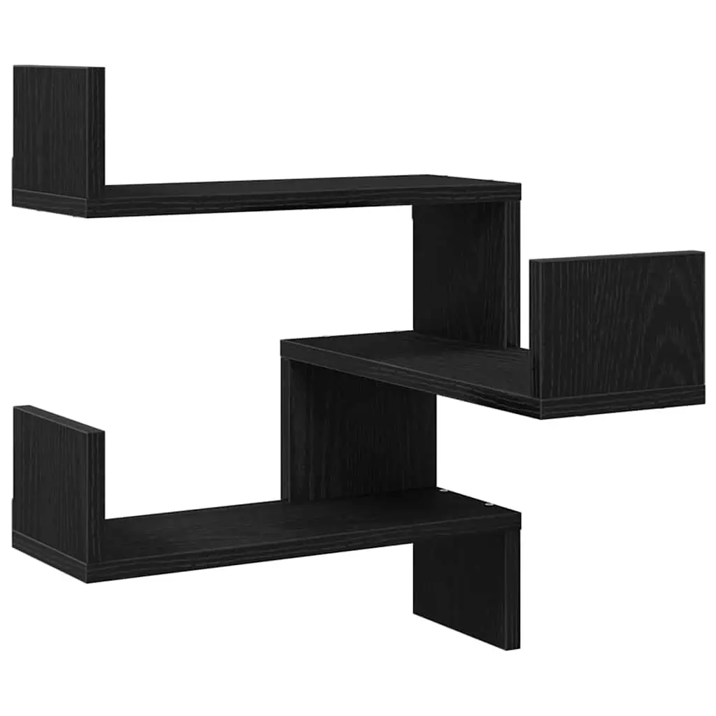 Black Oak Wall Shelf Set of 2