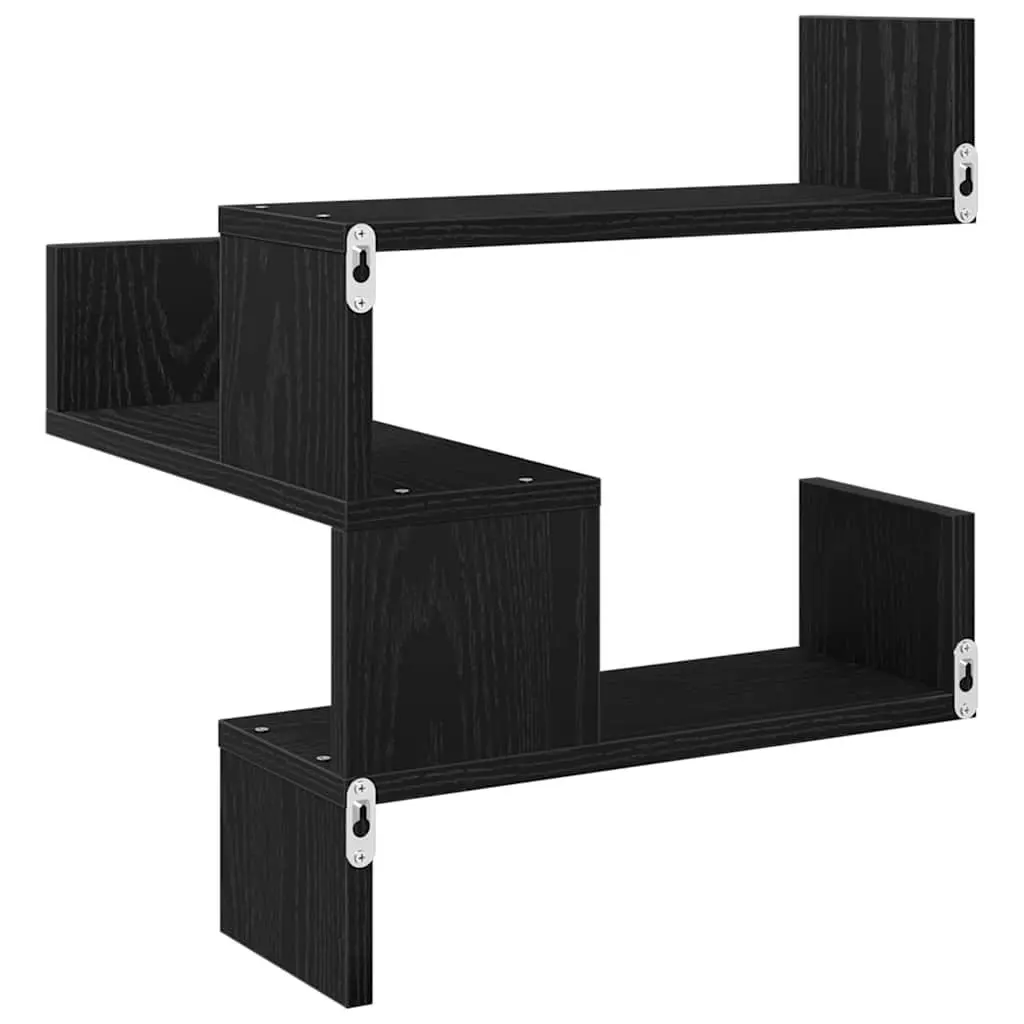 Black Oak Wall Shelf Set of 2