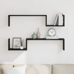Premium Wall Shelf Set in Black Oak, 100 x 15 x 20 cm
