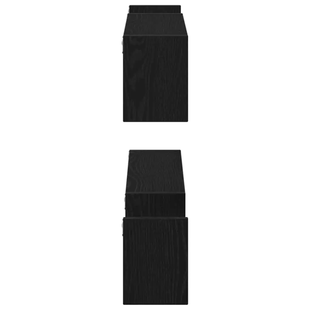 Wall Shelf Engineered Wood 100 x 15 x 20 cm Black Oak 2 Pieces