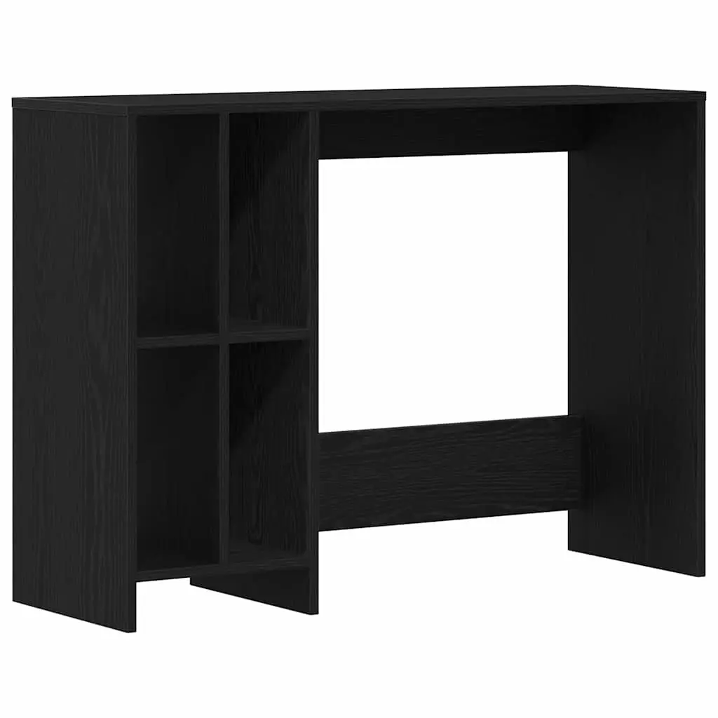 Black Oak Desk with Integrated Shelves