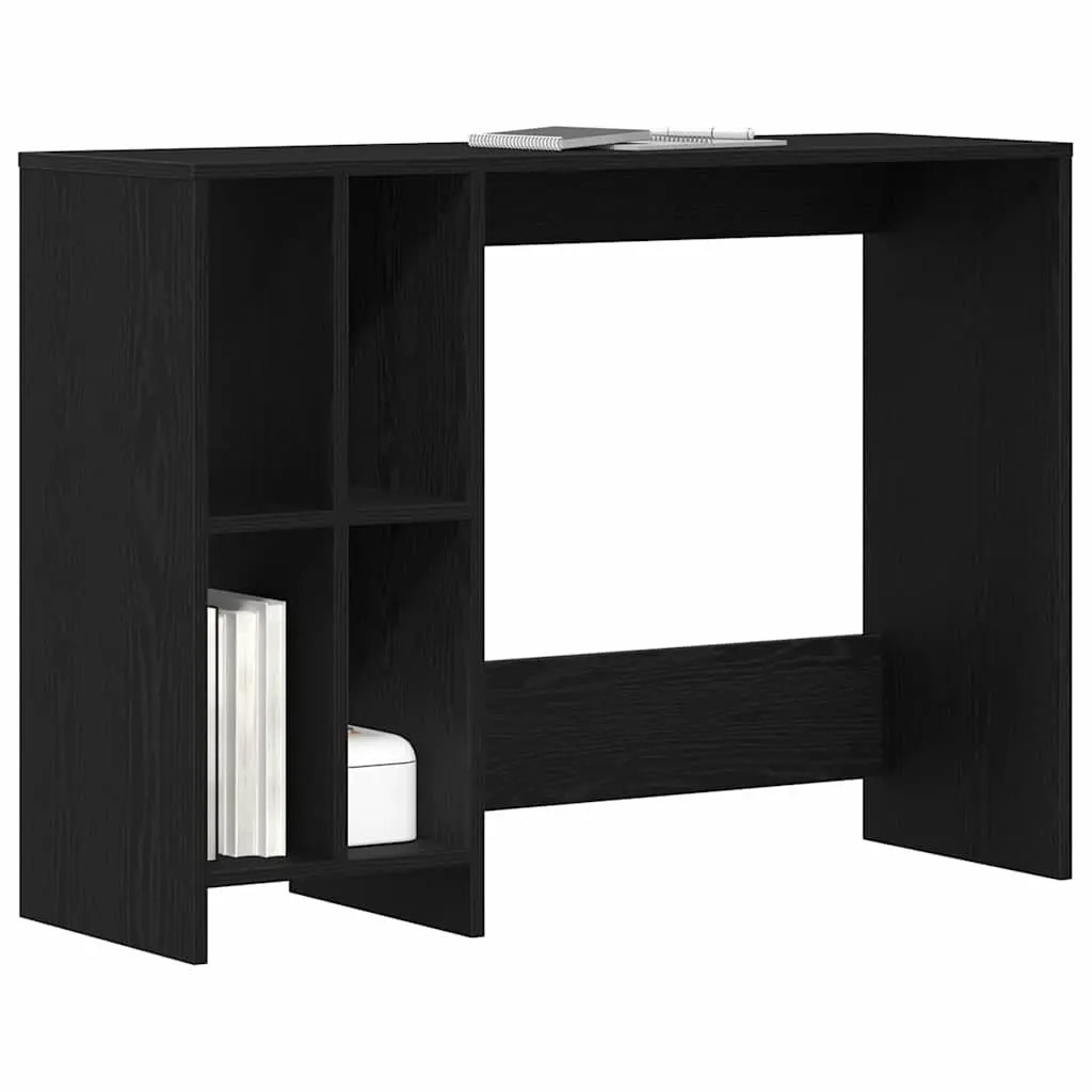 Black Oak Desk with Integrated Shelves