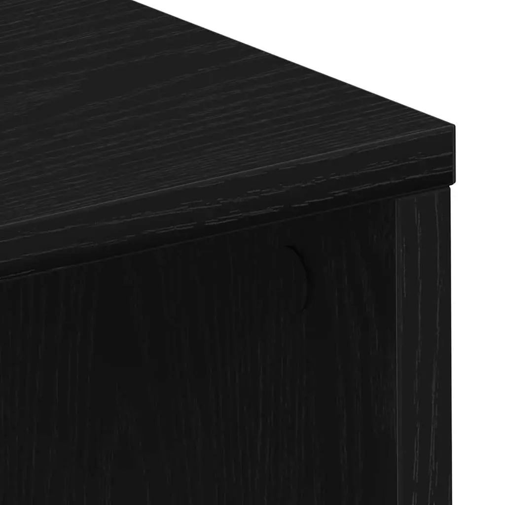Black Oak Desk with Integrated Shelves