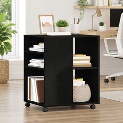 Durable Black Oak Storage Cabinet 60x53x72.5cm