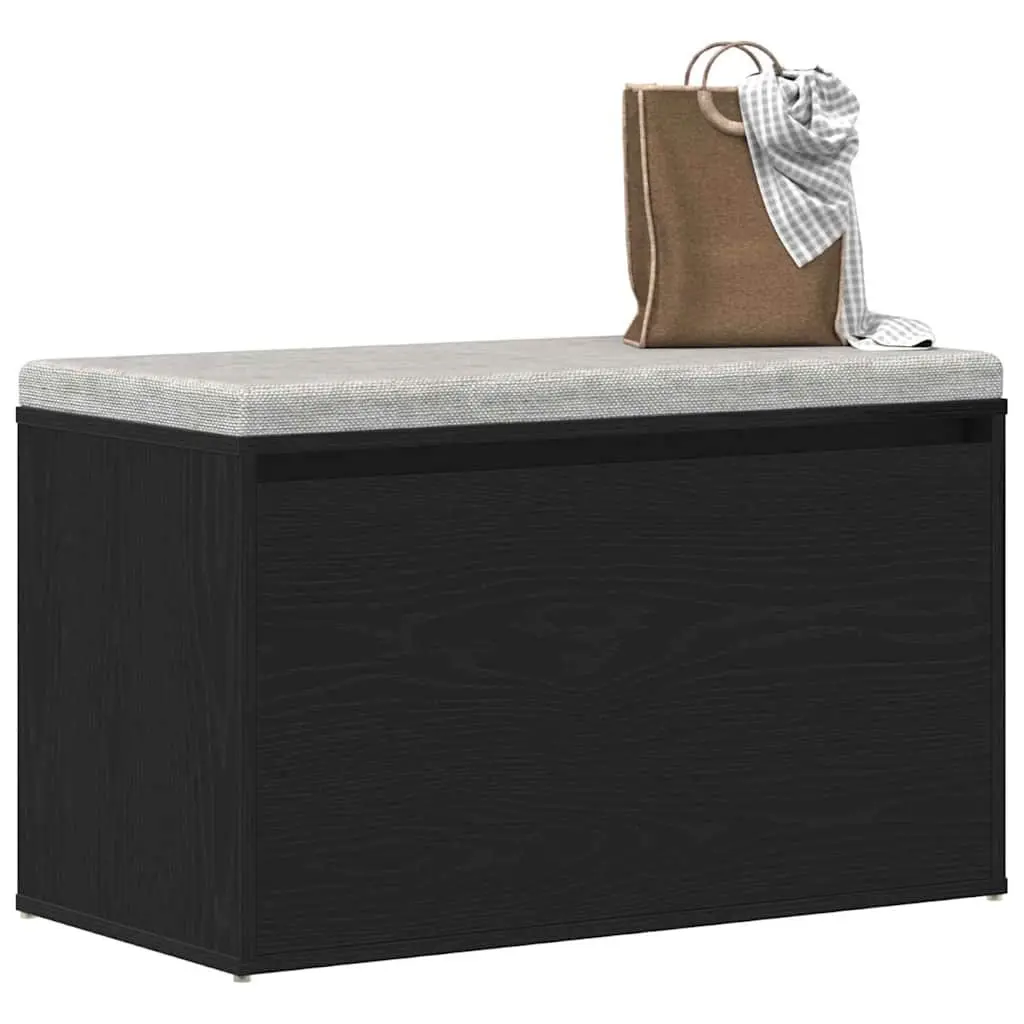 Hall Bench Storage Entryway Seat Black Oak 80x40x45cm Engineered Wood Compact