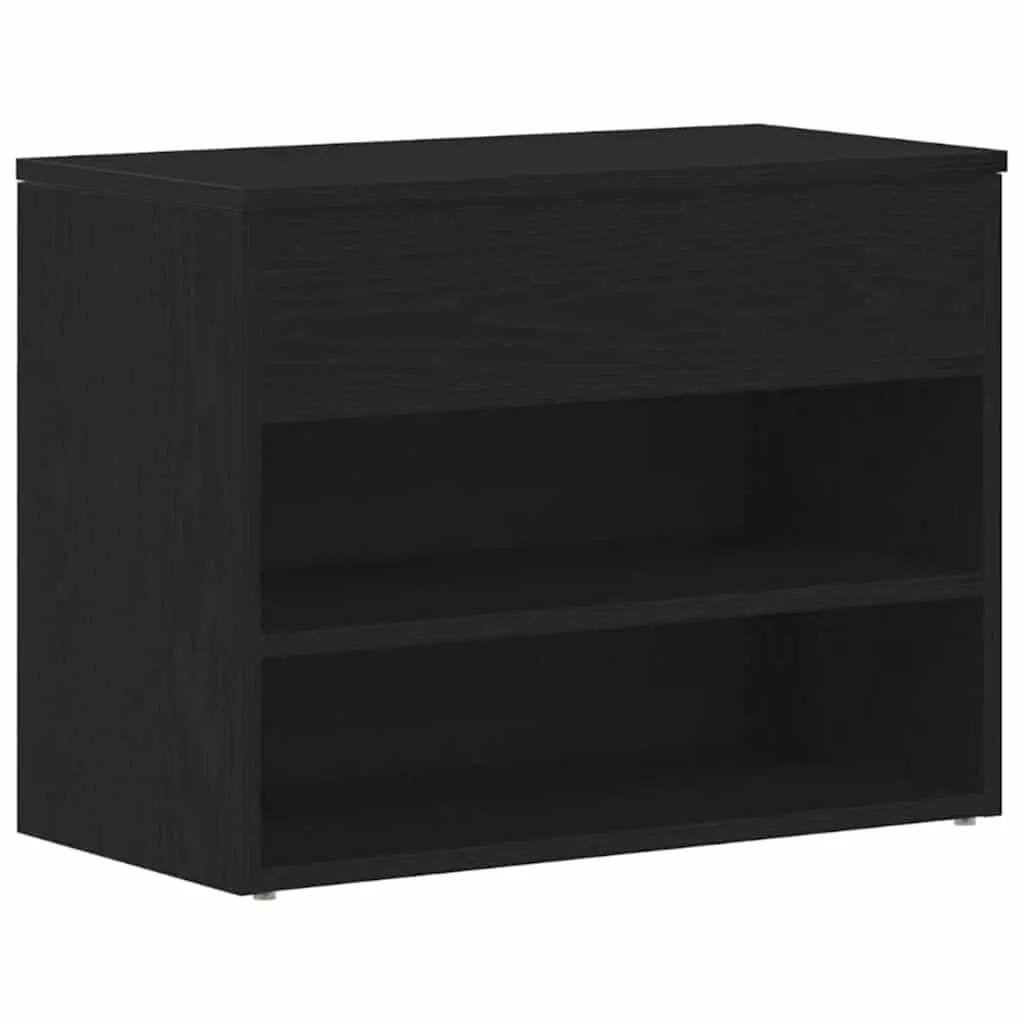 Black Oak Shoe Bench with Shelf for Hallways